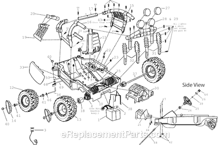 Page A Diagram and Parts List for 74790-9993  Power Wheels Ride-On ATVs